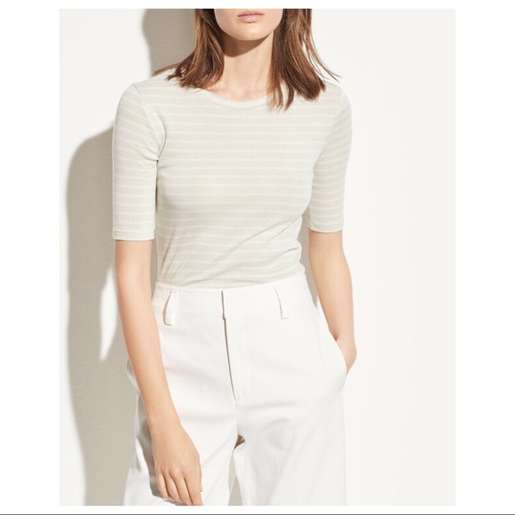 NEW VINCE STRIPED COTTON CREW NECK TEE - Picture 9 of 9